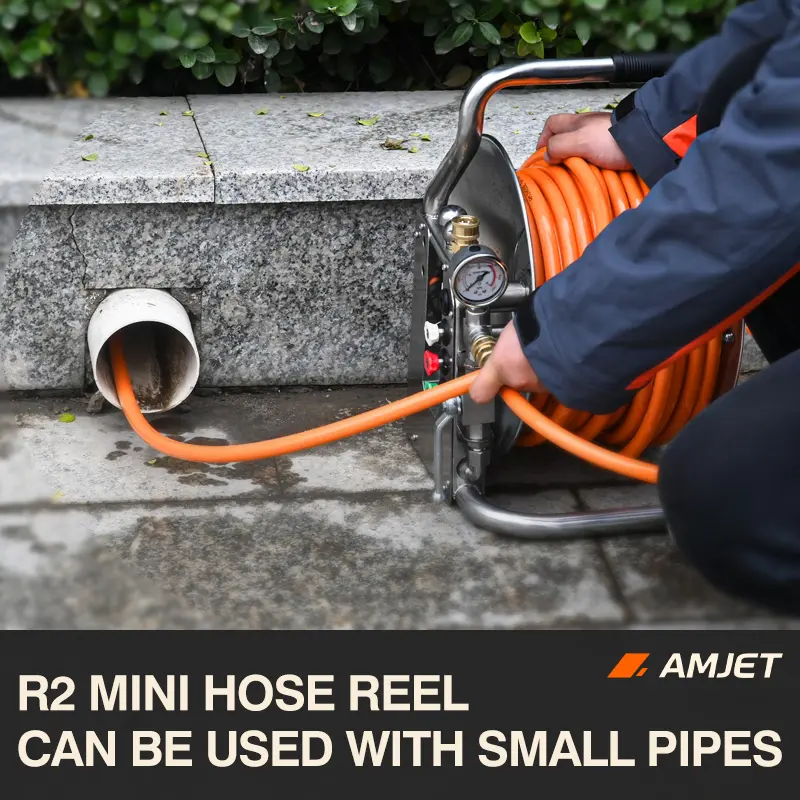 Катушка для шланга AMJET R2 Mini Jetter (350 бар, 15–50 л/мин, нержавеющая сталь 304) — фото 4